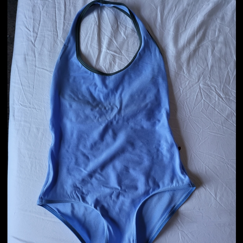Yumiko blue halter leotard